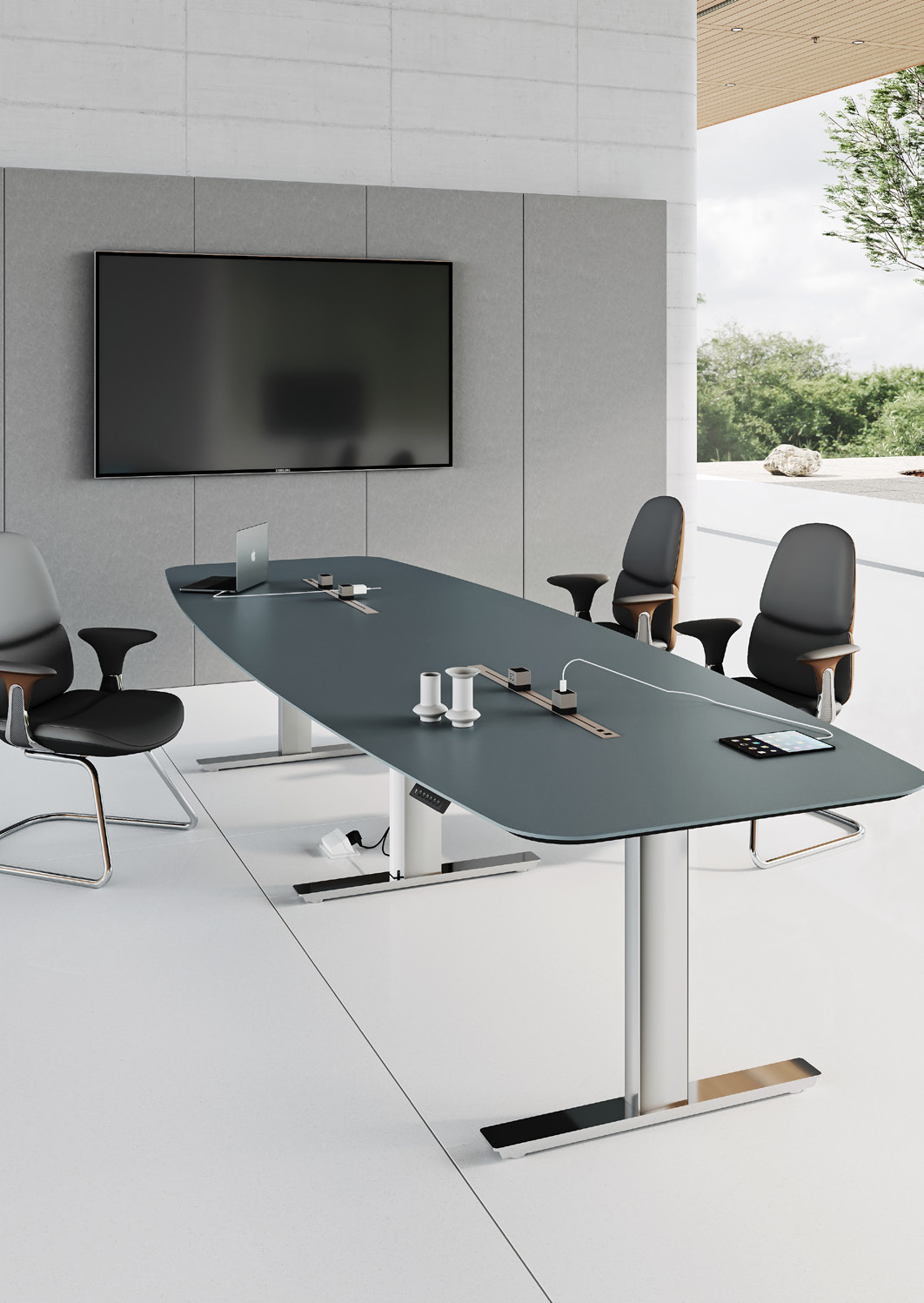 電動升降辦公桌班臺升降會議桌智能辦公家具